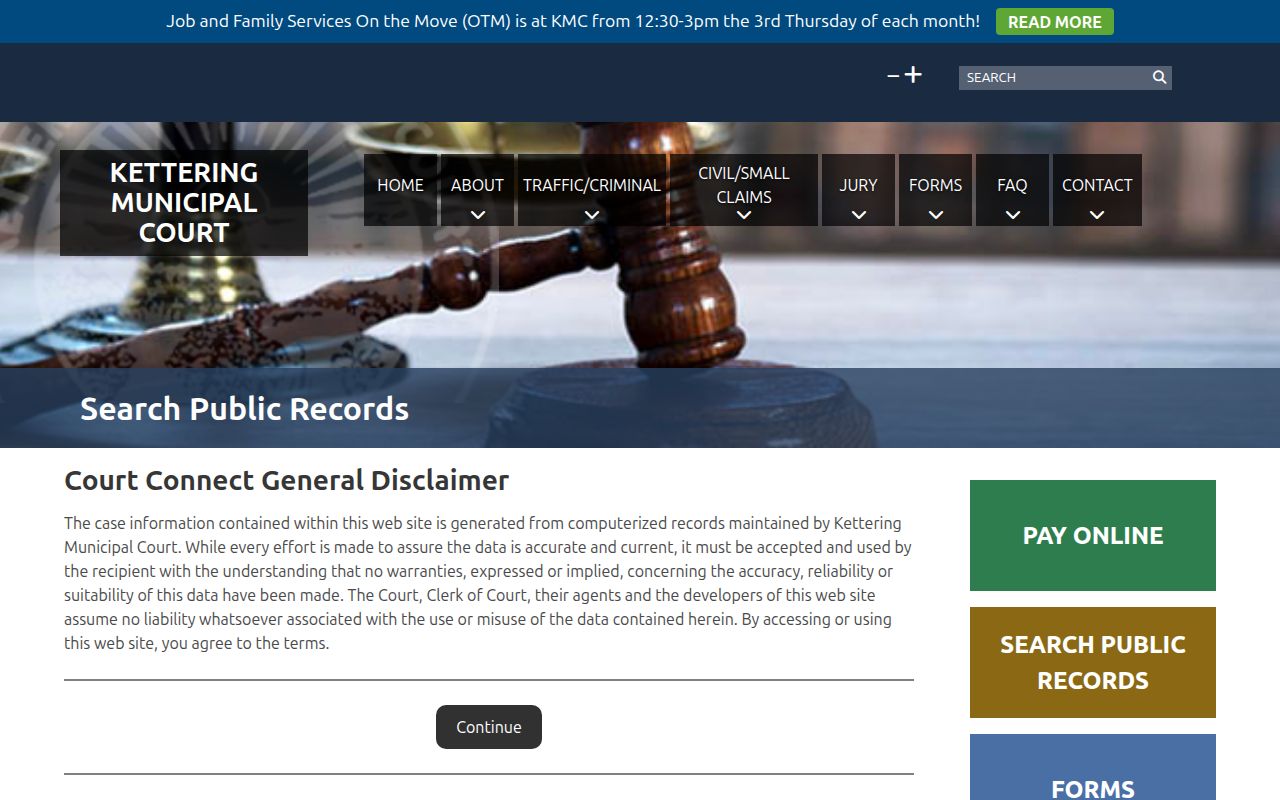 Kettering residents directory Municipal Court public records access