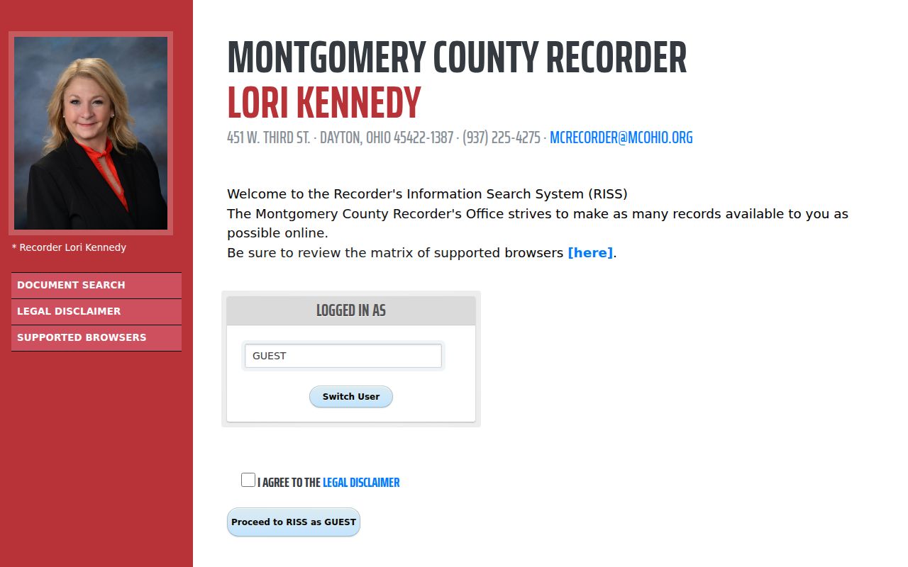 Kettering residents directory Montgomery County Recorder RISS search