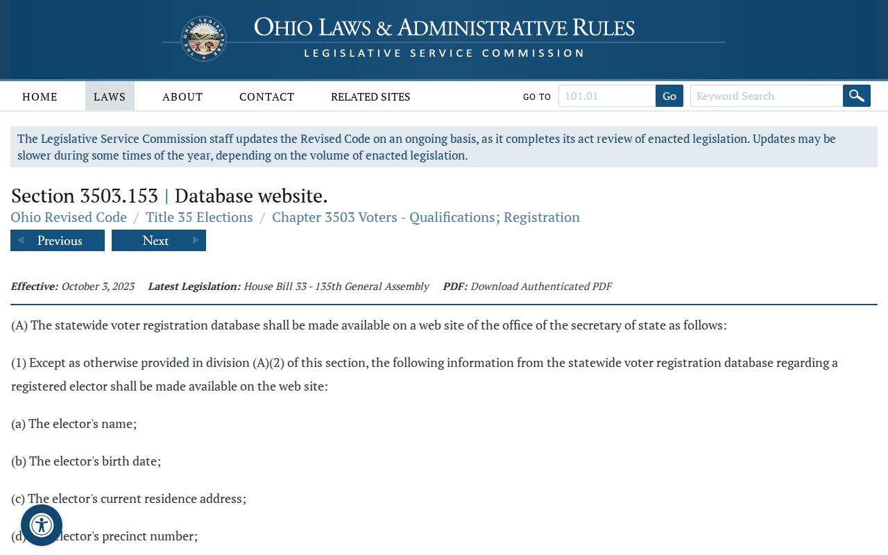 Kettering neighbors Ohio voter-data publication rule